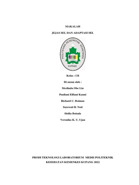 Makalah Jejas Sel Dan Adaptasi Sel Klmpk 4 1b Pdf