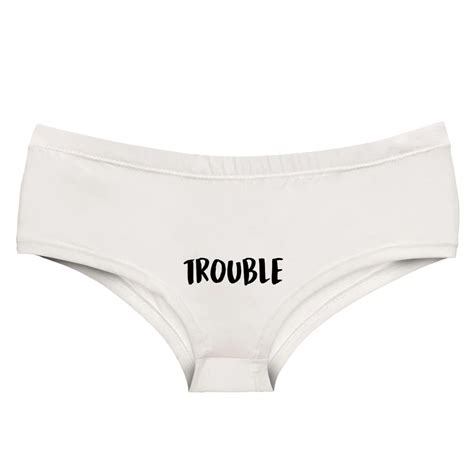 Leimolis Trouble White Letter Funny Print Sexy Hot Panties Female Kawaii Lovely Underwear Push