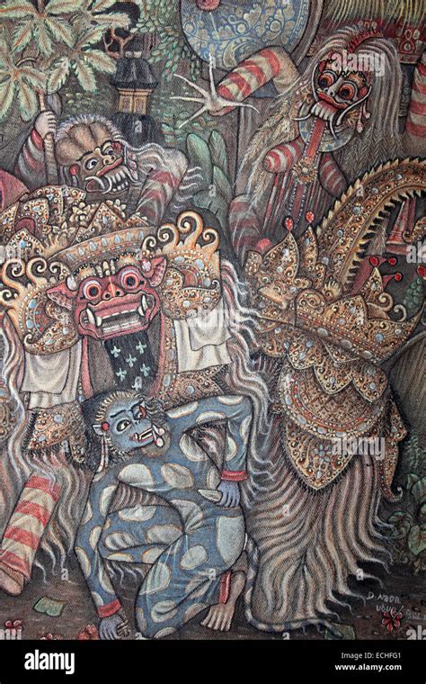 Bali Painting Of Barong The Demon God Rangda The Demon Queen Of The