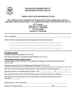 Fillable Online Ct Verification Of Internship Practicum Ct Fax Email