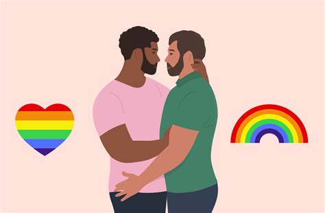 Gay Couple In Love Homosexual Beard Men Couple Hugging LGBT Vector 16467947 Vector Art At