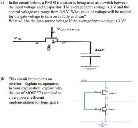 Solved C In The Circuit Below A Pmos Transist Solutioninn