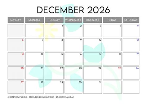 Printable December 2026 Calendar With Holidays