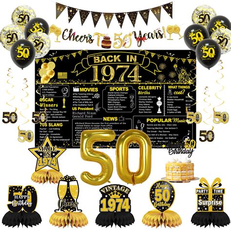 Darunaxy Th Birthday Party Decorations For Men Women Gold Back In