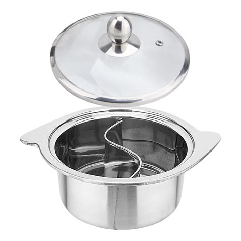 Stainless Steel Hot Pot Chinese Dual Sided Pot Gas Stockpot Portable Induction Cooktop Cookware