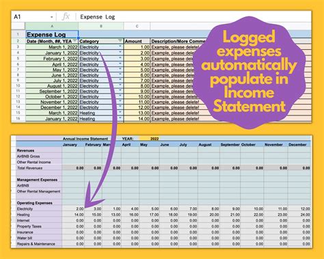 Airbnb Rental Income Statement Tracker With Expense Bookkeeping Cap