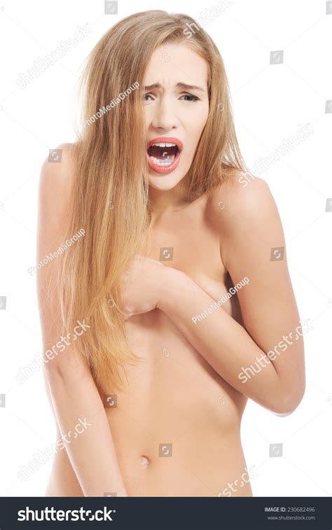 Nude Screaming Woman Covering Her Breast Stock Photo Shutterstock