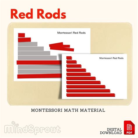 Red Rods Montessori Sensorial Material Extension Worksheet Coloring