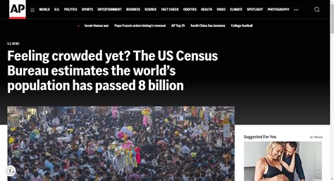 Feeling Crowded Yet The Us Census Bureau Estimates The Worlds