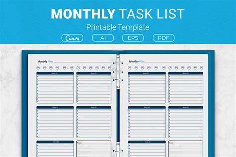 Monthly Task List Printable Template (2824315)