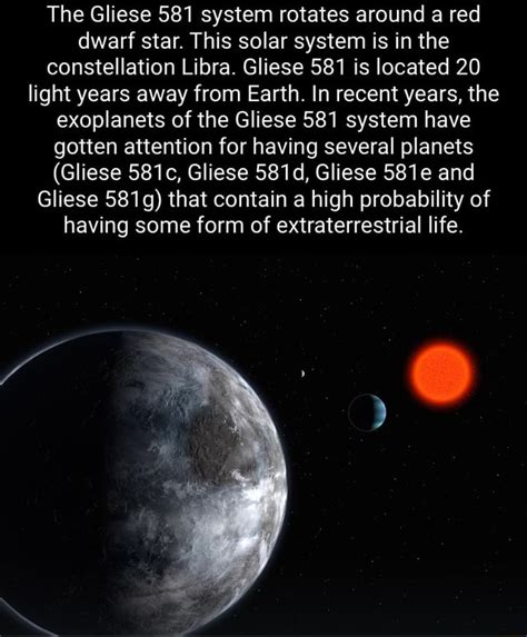 The Gliese 581 System Rotates Around A Red Dwarf Star This Solar