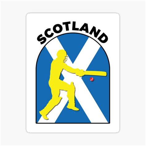 Scotland Cricket Batsman Scotland Flag Cricket Fan Sticker For Sale