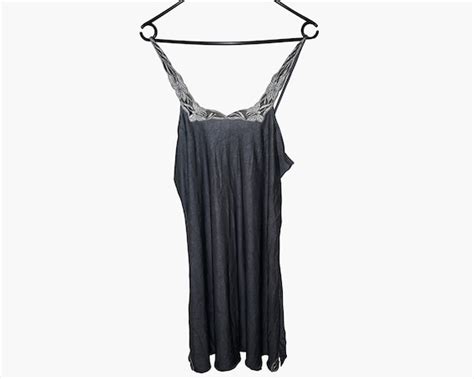 Vintage Gray Negligee Lingerie Full Slip Dress Gem