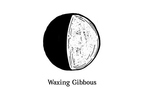 Hand-Drawn Waxing Gibbous Moon Graphic by Straciatella · Creative Fabrica