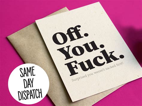 Funny Rude Leaving New Job Card Off You Fuck Etsy