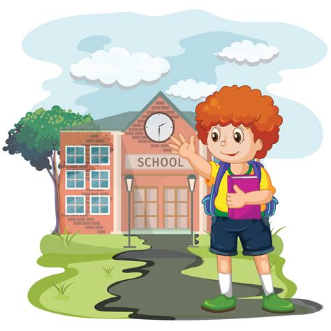Cute cartoon boy going to school with her backpack vector illustration 20240658 Vector Art at