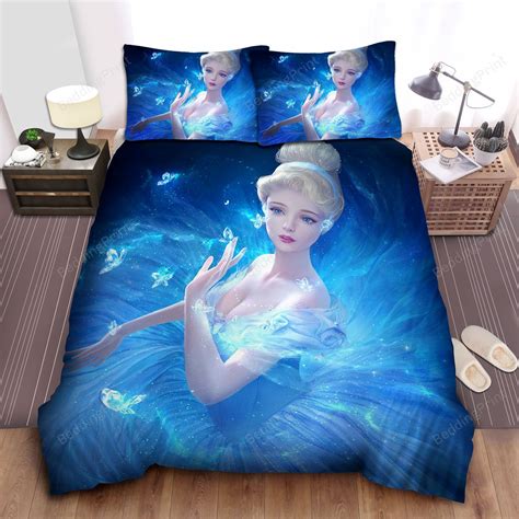 Disney Princess Cinderella And Butterflies In 3d Art Bed Sheet Duvet C Morequilt