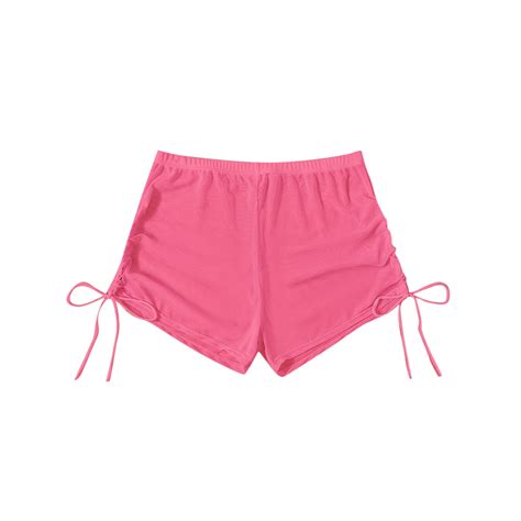 Oplxuo Women S Drawstring Side Mesh Sheer Beach Swimsuit Cover Up Shorts Sexy See Through Bikini