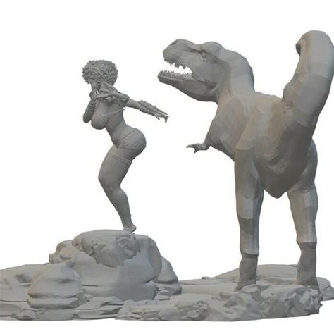 Naked Wild Dino Girl Diorama Stl File For Cults