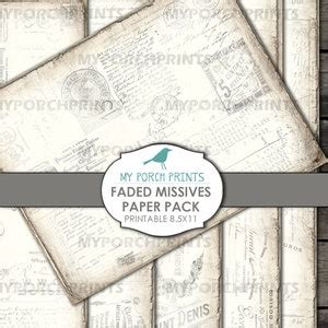 Junk Journal Paper Faded Missives Printable X Neutral Pages