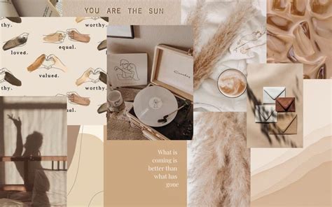 Nude Aesthetic Collage Desktop Wallpaper MacBook Wallpaper Neutral Beige Aesthetic Fall