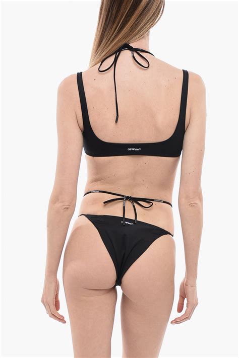 Off White Solid Color Bikini With Strings To Lace Up Women Glamood Outlet