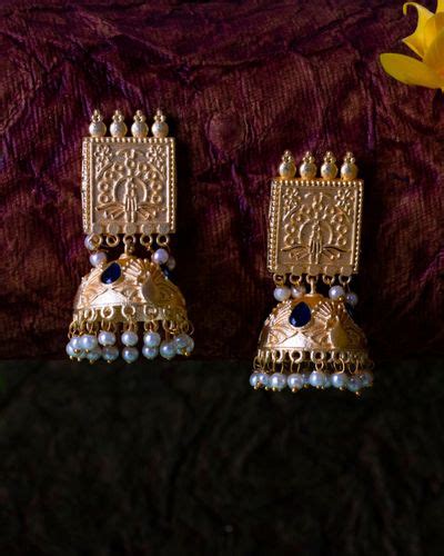 Peacock Motif Jhumka With Pearl Beads By Studio B The Secret Label