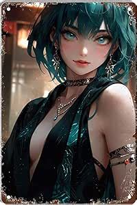Amazon RUUHUYSA Metal Tin Sign Pinup Girl Anime Sexy Hot Girl Nude Big Boob Iron Painting