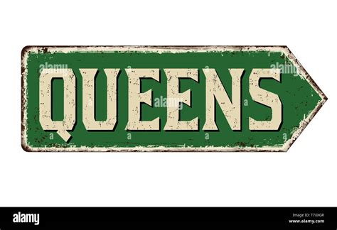 Queens Vintage Rostiges Metall Zeichen Auf Wei Em Hintergrund Vector