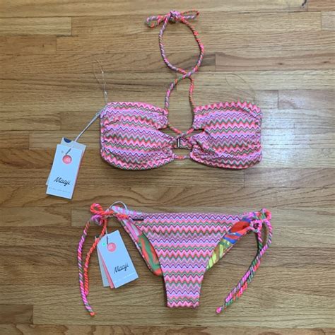 Maaji Swim Maaji Swimsuit Reversible Bikini Set Lacing Bralette Top Cheeky Cut Bottom Poshmark