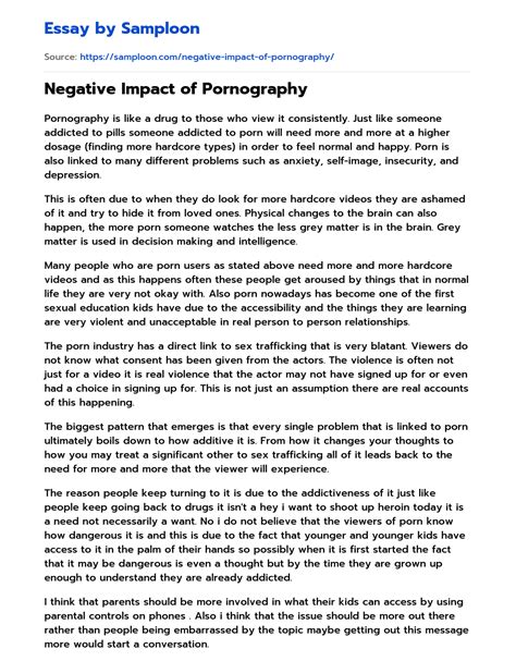 Negative Impact Of Pornography Free Essay Sample On Samploon