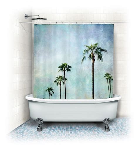 Palm Trees Shower Curtainaqua Home By Vintagechicimages On Etsy