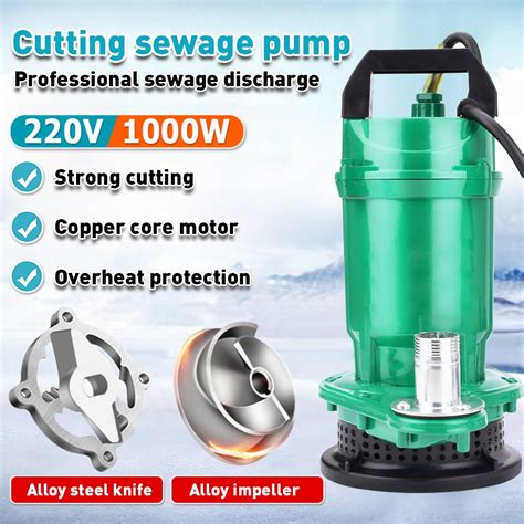Sewage Submersible Pump 220v 1000w 2hp High Lift Water Pump Cutting