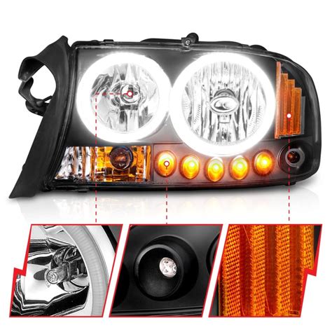 Anzo 1997 2004 Dodge Dakota Crystal Headlights Black 1pc 111085 Throtl