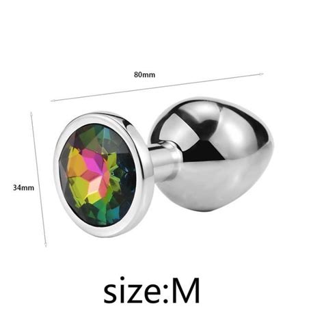 M Multicolor Godemichet Anal En Acier Inoxydable Pour Couple Gay