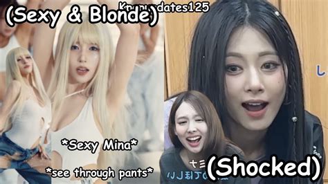 Twice Reaction To Minas Blonde Hair Fr Being Sexy In Identity M V Misamo YouTube
