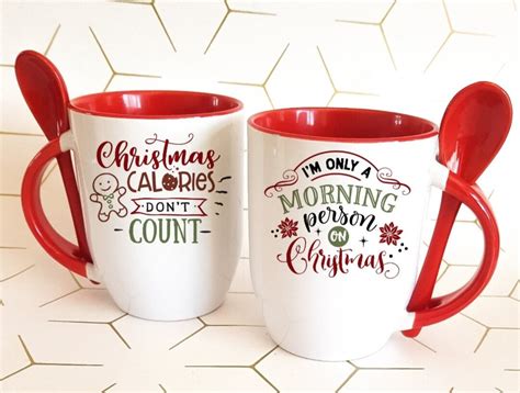 Funny Christmas Mugs With Spoons Christmas Eve Box Gifts Hot Etsy