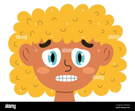 Nervous girl face. Scared kid clipart. Depression emotion Stock Vector ...