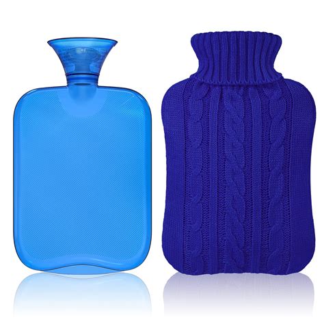 Attmu Knitted Hot Water Bottle With Cover Liter Transparent Rubber Hot Water Bag Blue Buy