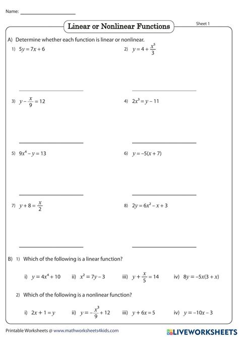 Free Linear And Nonlinear Worksheet Download Free Linear And Nonlinear Worksheet Png Images