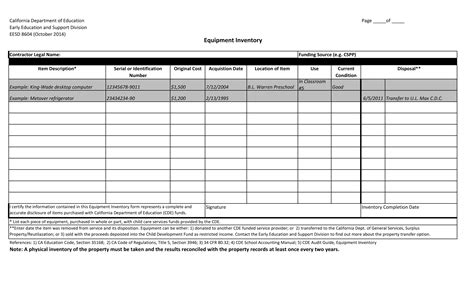 Equipment Inventory 10 Examples Format Pdf Tips