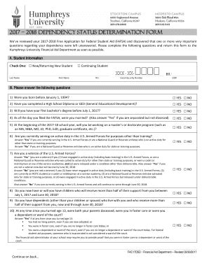 Fillable Online Dependency Status Determination Form Fax