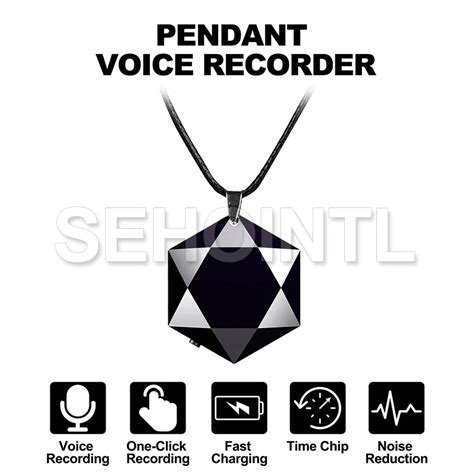 Sehointl Digital Necklace Pendant Voice Recorder Mini Audio Recording