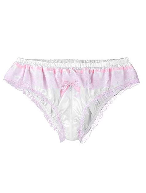 Buy Yizyif Men S Frilly Satin Ruffled Sissy Pouch Panties Bow Bikini Briefs Underwear Online