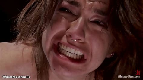 Bound Brunette Lesbian Slave Bianca Stone Is Straddled On Wooden Pony Then Whipped And Anal