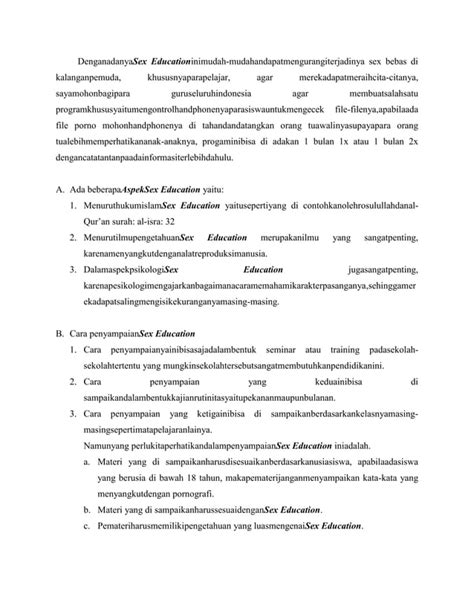 Sex Education Dalam Pengajaran Di Sekolah Pdf
