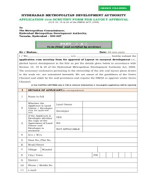 Fillable Online Application Cum Scrutiny For Layout Approval Doc