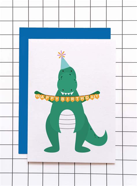 Printable Dinosaur Birthday Card Design Eat Repeat