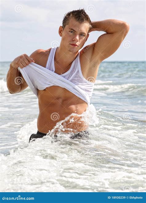 Muscle Wet Man In Sea Water Stock Image Image Of Perfection Naked