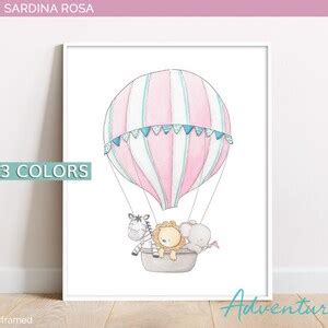 Hot Air Balloon Print Nursery Art Gender Neutral Baby Room Etsy